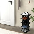 thumbnail image 4 of AuroraX Freestanding Shoe Rack Small for Entryway,4 Tiers Hold 4 Pairs Shoe Organizer,Sturdy Portable Black Shoe Storage Front Door for Narrow Space, 4 of 6