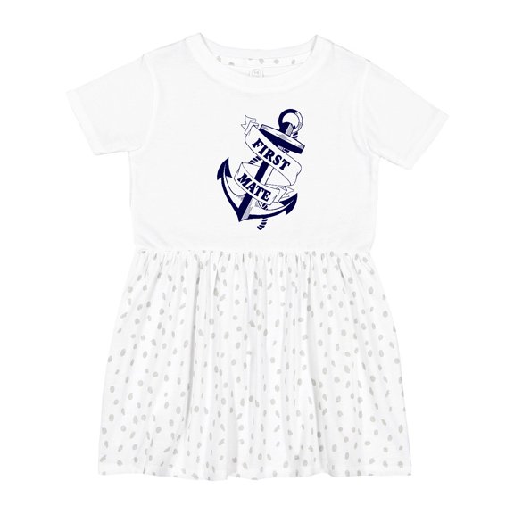 Inktastic First Mate with Anchor and Banner Girls Toddler Dress