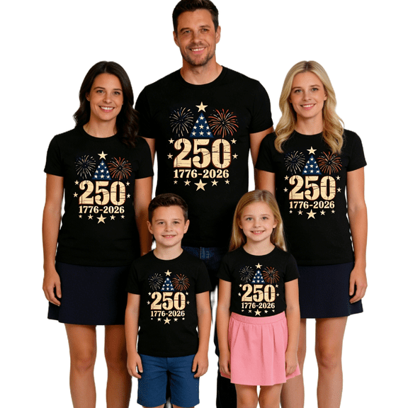 4th of July Matching Family Shirts 250th Anniversary USA Cotton Patriotic Tee Shirts Tops