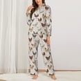 thumbnail image 2 of JUNZAN Various Chicken Print Womens Pajama Sets,Long Sleeve Button Down for Women Pjs 2 piece, 2 of 7