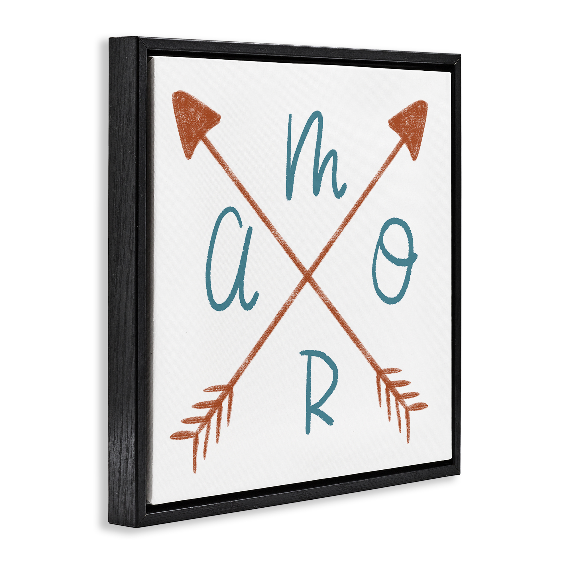Stupell Industries Amor con Flechas Cruzadas Typography and Symbols Painting Black Floater Framed Art Print Wall Art, 25 x 25