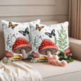 thumbnail image 2 of Mushroom Outdoor Waterproof Pillow Covers, Butterfly Botanical Star Country Plant White Decorative Square Throw Pillowcase Sofa Cushion Sham for Patio/Couch/Chair, 18"x18" 2 Pack, 2 of 8
