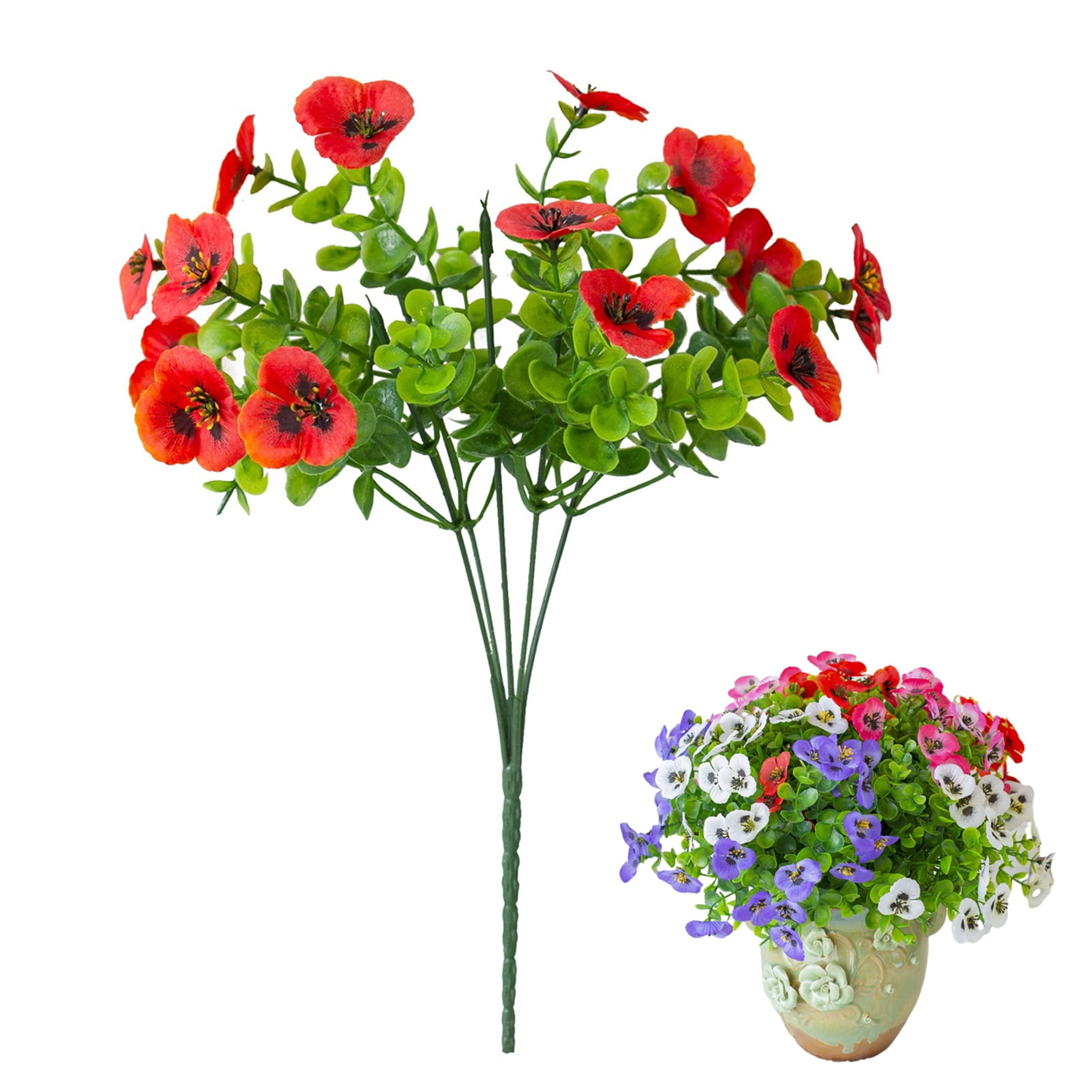Opvise 12 Bundles UV-Resistant Artificial Outdoor Pansy Flowers, Realistic Faux Silk Plants for Garden, Patio, Balcony, Wedding, Home Decor, All-Season Maintenance-Free Fake Blooms (32cm)