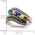 thumbnail image 4 of 14K/Silver Two-Tone Sterling Silver & 14K Five-Stone Mother's Ring (Size 5) Made In Thailand qmr13/5sy-5, 4 of 5
