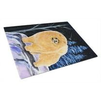 Caroline's Treasures Starry Night Pomeranian Glass Cutting Board Large