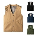 thumbnail image 3 of WREESH Fashion Vest Men'S Denim Multi Pocket Fishing Shoulder V-Neck Four Season Jacket Black, 3 of 3