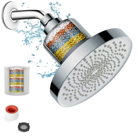 Chrome Shower Head with Replaceable Filter 20 Stage Filtration, Removes Chlorine & Bad Odor