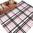 thumbnail image 3 of 8x10 Area Rugs, Pink Black Plaid Non-Skid Rubber Backing Large Rectangle Rugs - Living Room Bedroom Home Office, Farmhouse Pink Black Checkered Indoor Floor Mat Carpets Washable Rug, 3 of 9
