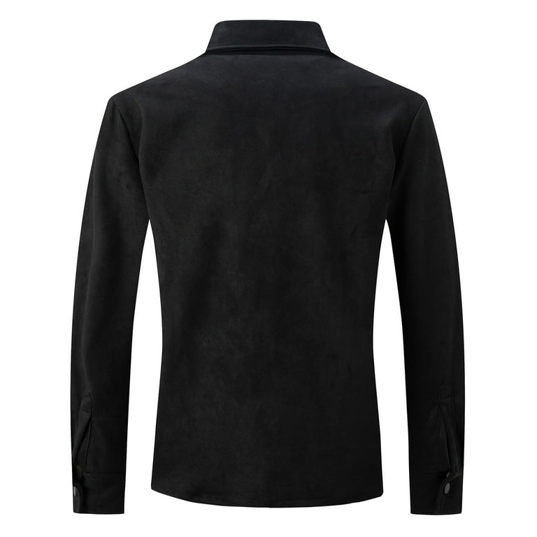 JUUYY Men's Casual Shirt Jacket Long Sleeve Suede Shirts