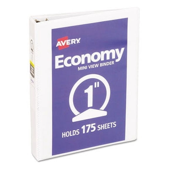 2PK Avery Economy View Binder with Round Rings , 3 Rings, 1" Capacity, 8.5 x 5.5, White, (5806) (05806)