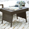 thumbnail image 5 of Rattan Wicker Coffee Table with Steel Frame, Foldable Portable Outdoor Side Table for Patio Garden Poolside Lawn, Durable PE Material, Brown, 5 of 5