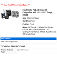 thumbnail image 2 of Front Brake Pad and Rotor Kit - Compatible with 1995 - 1997 Dodge B3500 1996, 2 of 2