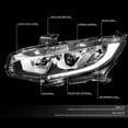 thumbnail image 4 of DNA Motoring For 16-21 Honda Civic LED DRL Chrome Clear Corner Headlight Lamps Pair, 4 of 7