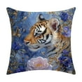 thumbnail image 3 of Lunxisen 1 Pcs Tiger Head Print Pillow Cover Decorative Colorful Animal Pillow Case Flowers Cushion Cover Pillowcase for Couch Bed Living Room Blue, 3 of 8