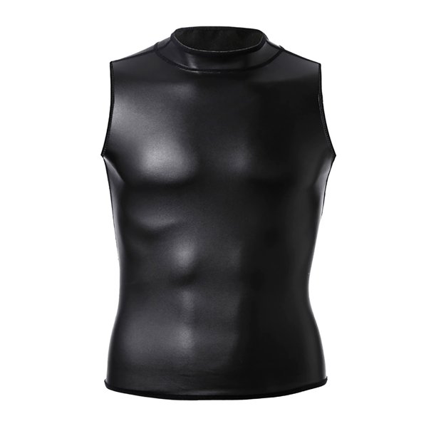 Chaqueta de cuero de corte ajustado con cuello alto para hombre: chaleco de cuero sintético, manga corta, diseño con cremallera, estilo motero (M-XXXXL), para salir por la noche de forma informal.