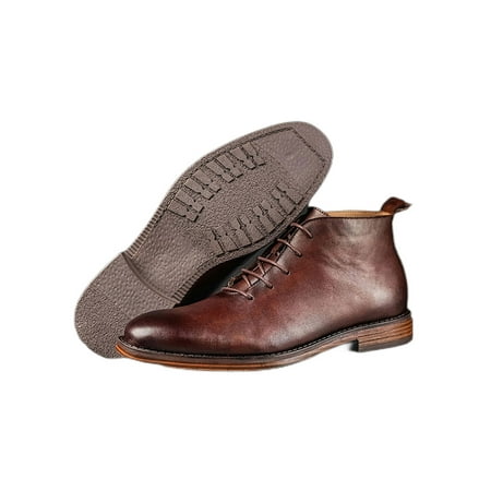 

Eloshman Men Ankle Booties Casual Dress Boot Lace Up Winter Boots Office Retro Comfort Leather Shoe Non Slip Oxford Shoes Brown 9.5
