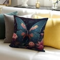 thumbnail image 3 of PRATYUS Butterfly Flowers Throw Pillow Cover for Home Sofa Couch Decor, Set of 1, Linen Material, Hidden Zipper, 18x18 inches 20x20in, 3 of 5
