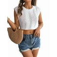 thumbnail image 3 of Women'S Summer Knit Sweater Vest Cap Sleeve Casual Trendy Crew Neck Ribbed Pullover Tank Tops, 3 of 9