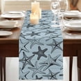thumbnail image 3 of Table Runners 108 Inches Long Dress Scarves, Teal Blue Starfish Farmhouse Coffee/Dining/Kitchen Table Runner for Living Room, Coastal Ocean Summer Sea Nautical 13x108 Inch, 3 of 9