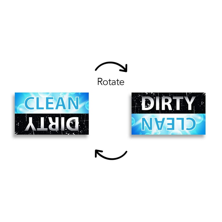 Dishwasher Magnet Clean Dirty Sign - 2 x 3.5 Inch Blue & Black Refrigerator  Magnets - by Flexible Magnets 