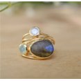 thumbnail image 3 of Womens Gold Plated Ring with Colorful Moonstone Shell Design Inlaid Artificial Gems and Semi Precious Stones Fashion Jewelry Gift for Her, 3 of 5