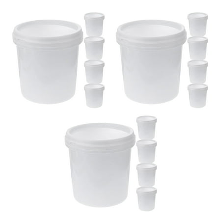 15Pcs Plastic Pail with Lid, Grade Storage Bucket Portable Cleaning Bucket Heavy Duty Water Container 1L