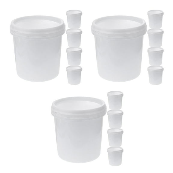 15Pcs Plastic Pail with Lid, Grade Storage Bucket Portable Cleaning Bucket Heavy Duty Water Container 1L