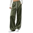 thumbnail image 6 of Kojanyu Women's Satin Wide Leg Drawstring Sweatpants Elastic High Waist Loose Pants Casual Lounge Trousers with Side Pockets, 6 of 8