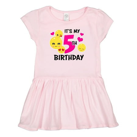

Inktastic Its My 5th Birthday with Smiling Emoticon Gift Toddler Girl Dress