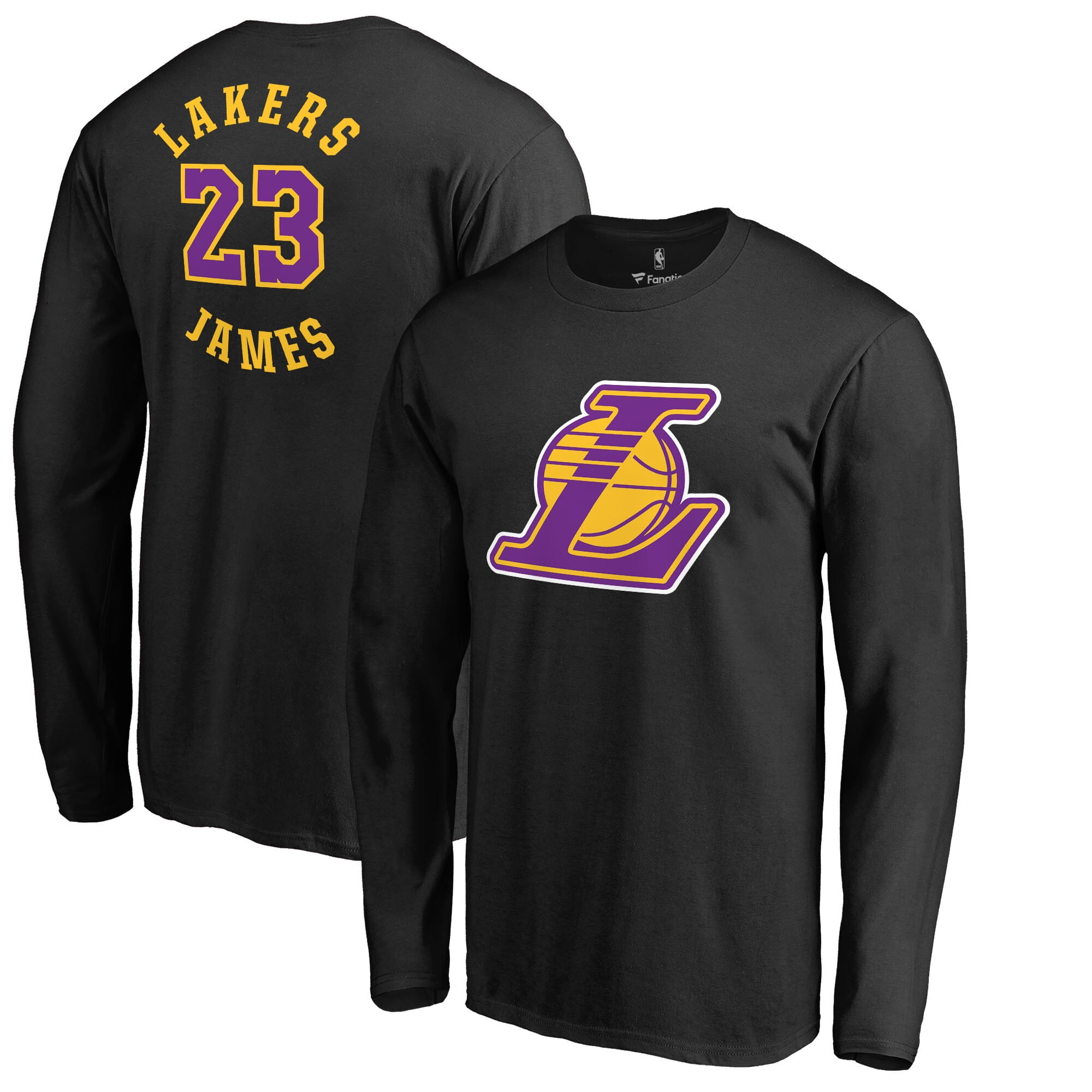 LeBron James Los Angeles Lakers Fanatics Branded Round About Name &amp; Number Long Sleeve T-Shirt - Black