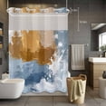 thumbnail image 5 of No Hook Shower Curtains with Snap-in Liner Set, Blue Brown Abstract Waterproof Hotel Style Bathroom Shower Curtain, Vintage Gradient Graffiti Oil Painiting Breathable Mesh Top Bath Curtains 60''x72'', 5 of 9