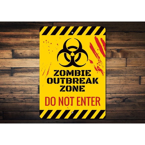 Zombie Do Not Enter Novelty Sign, Metal Wall Decor - 10x14 inches