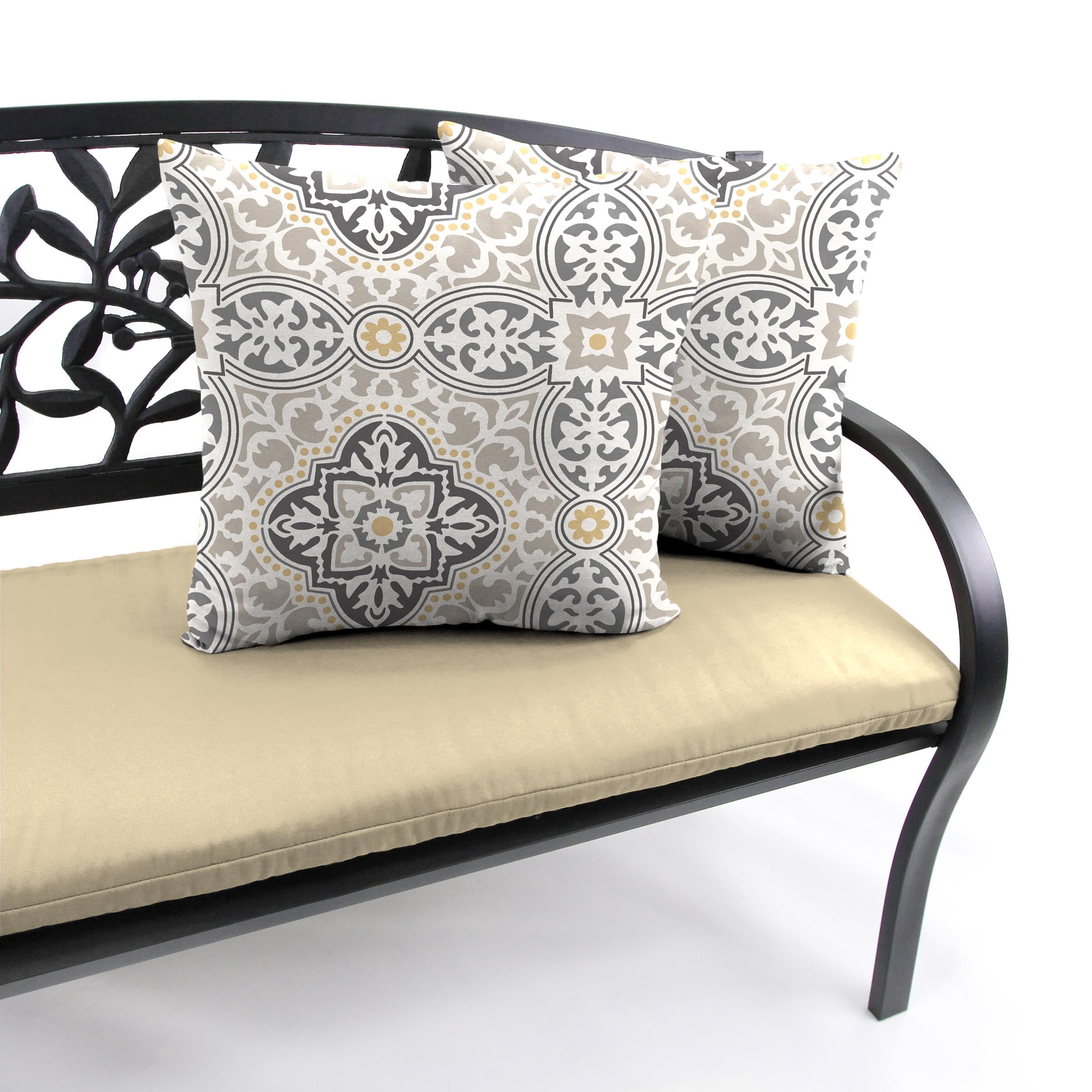 Jordan Manufacturing 16" x 16" Rave Grey Quatrefoil Square Outdoor Throw Pillow (2 Pack)