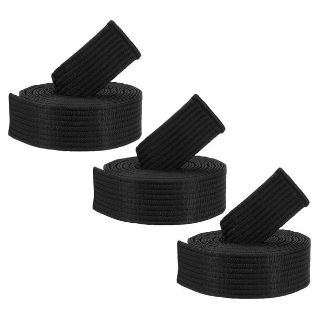 Unique Bargains 6FT Taekwondo Colored Ranking Belts, Polyester / Cotton Men Women Pro for Competition, Black 3 Pack