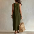 thumbnail image 5 of Hvogkswy Cotton Maxi Dresses for Women Solid Sleeveless Crew Neck Dress Boho Loose FLowy Side Pockets Casual Summer Vacation Long Dress, 5 of 7