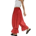 thumbnail image 5 of Women Linen Lace Trim Long Bloomers Pants Ruffle Victorian Vintage Pantaloons Summer Beach Travel Vacation Pants Red L, 5 of 6