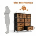 thumbnail image 2 of Yardi Yarda Nine-Drawer Cabinet, Tall Dresser Fabric Storage Tower, Wooden Top for Indoor as Living Room, Bedroom, Brown, 2 of 8