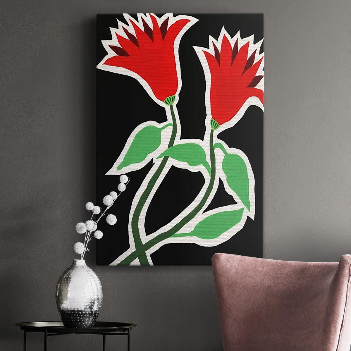 Pop Flowers VI Premium Gallery Wrapped Canvas - Ready to Hang