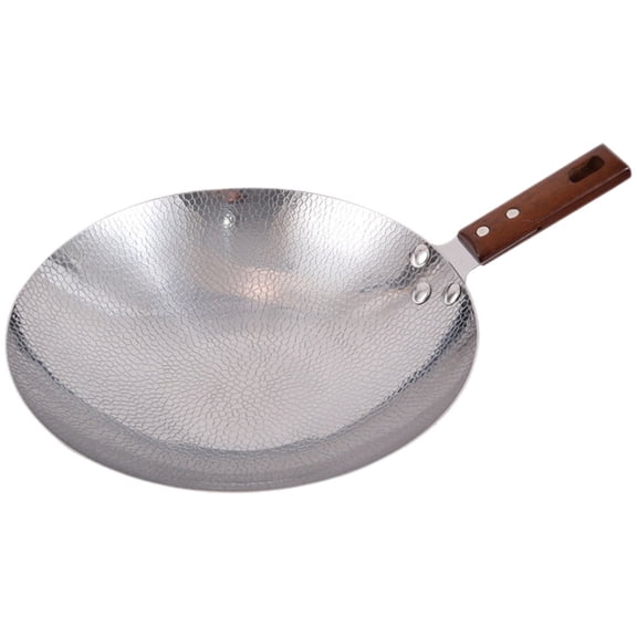 MLINS Wooden Handle Wok Pan Stainless Steel Pan Seafood Crayfish Pot Kitchen Cookware
