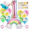 thumbnail image 1 of Set de globos con diseño de nube arcoíris y látex, 13 unidades, para cumpleaños, 1 of 2