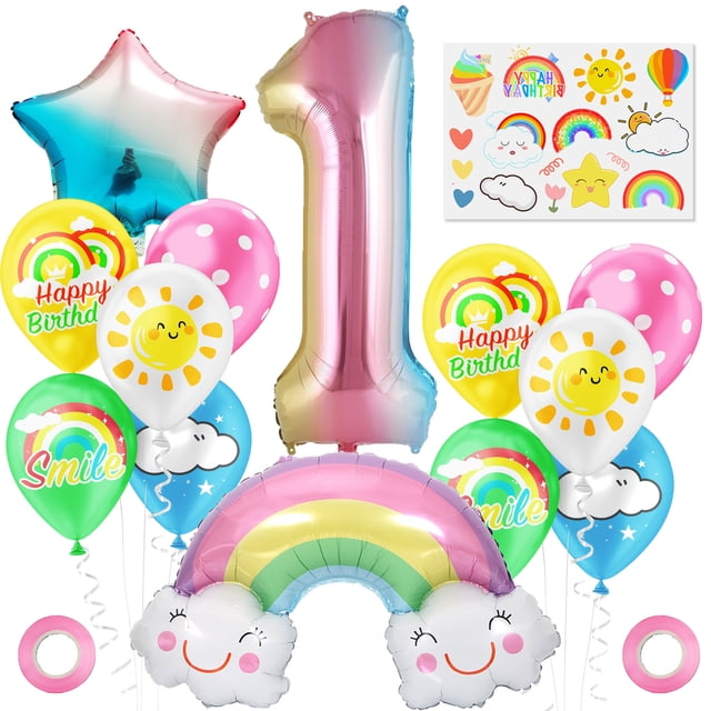 Set de globos con diseño de nube arcoíris y látex, 13 unidades, para cumpleaños