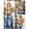 thumbnail image 6 of Zeagoo Flannel Cropped Jacket Wool Blend Shacket Plaid Button Down Shirt Fall Winter Fashion Long Sleeve Coat with Pockets, 6 of 6