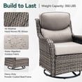 thumbnail image 5 of PARKWELL 5 Piece Patio Furniture Set with 4 Wicker Chairs Swivel Glider and 1 Fire Pit Table,Outdoor All Weather Rattan Conversation Set for Front Porch Deck,Gray/Beige, 5 of 9