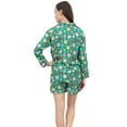 thumbnail image 4 of Bimba Floral Print Green Button-Down Shirt And Shorts 2 Pcs Nightwear Set - 26, 4 of 5