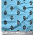 thumbnail image 1 of Soimoi Blue Cotton Voile Fabric Leaves & Floral Block Printed Craft Fabric by the Yard 56 Inch Wide, 1 of 3