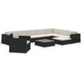 thumbnail image 2 of vidaXL 12 Piece Patio Lounge Set with Cushions Poly Rattan Black, 2 of 3