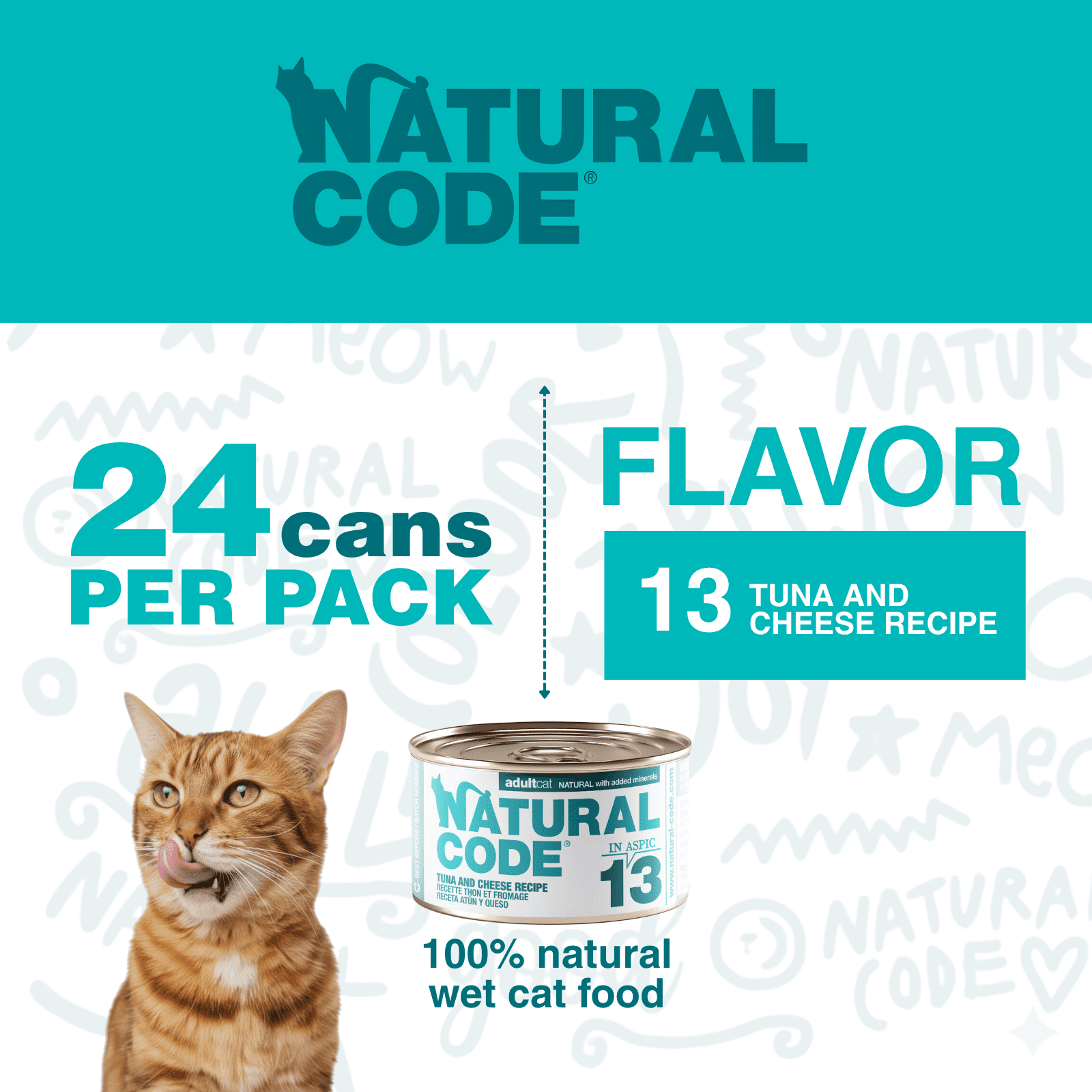 Natural Code - Wet Cat Food, Limited Ingredient Cat Food, High-Protein, Non-GMO, No Artificial Additives, Made In Italy, Tuna and Cheese in Broth for Adult Cats (3 oz, 24 Pack)