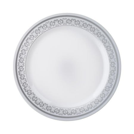 Spode Buffet Plate - BalsaCircle 10 pcs Disposable Plastic Plates with Trim for Wedding Reception Party Buffet Catering Tableware