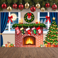 thumbnail image 4 of Festive Design Christmas Banner Decorative Stockings Wreath Holiday Fireplace Decoration for Family Gathering Winter Festive Indoor Celebration, 4 of 9