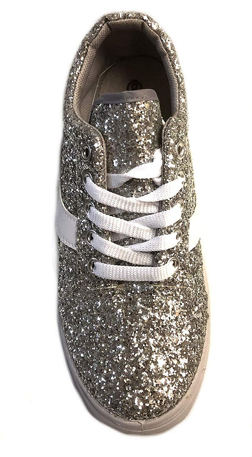 silver glitter canvas shoes